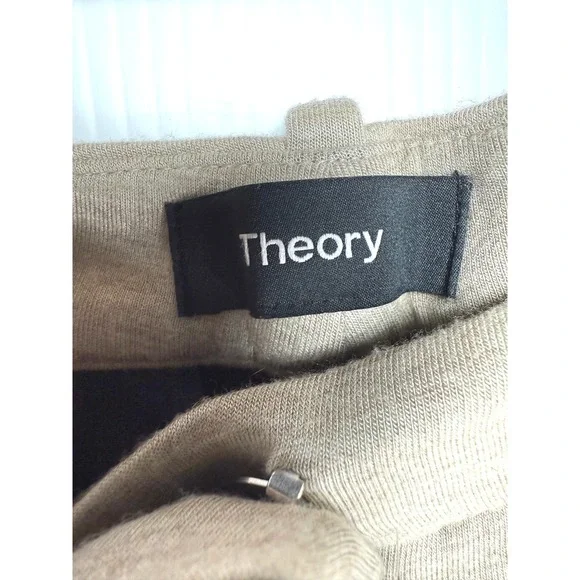THEORY Treeca 4K Double Knit Beige‎ Stretch Ponte Ankle Crop Pants Size 2 - Picture 4 of 8